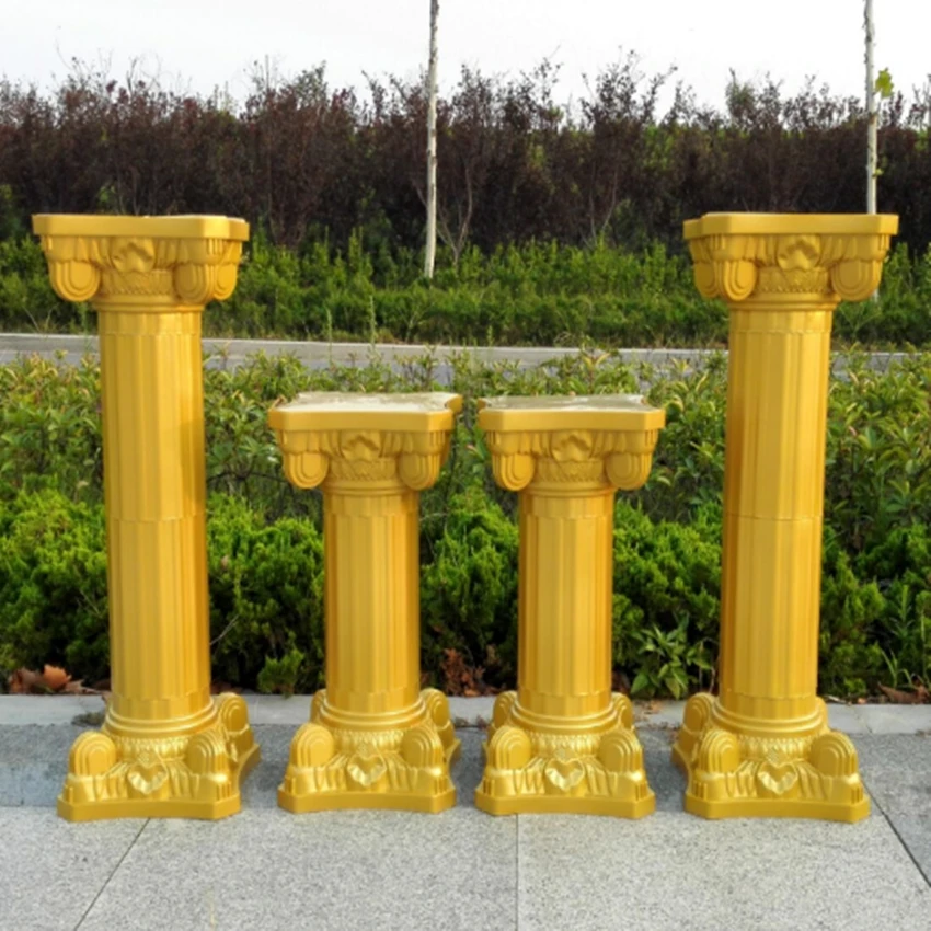 Оптовая продажа 4 шт Золотой пластиковый Римский столб колонны и цветочные