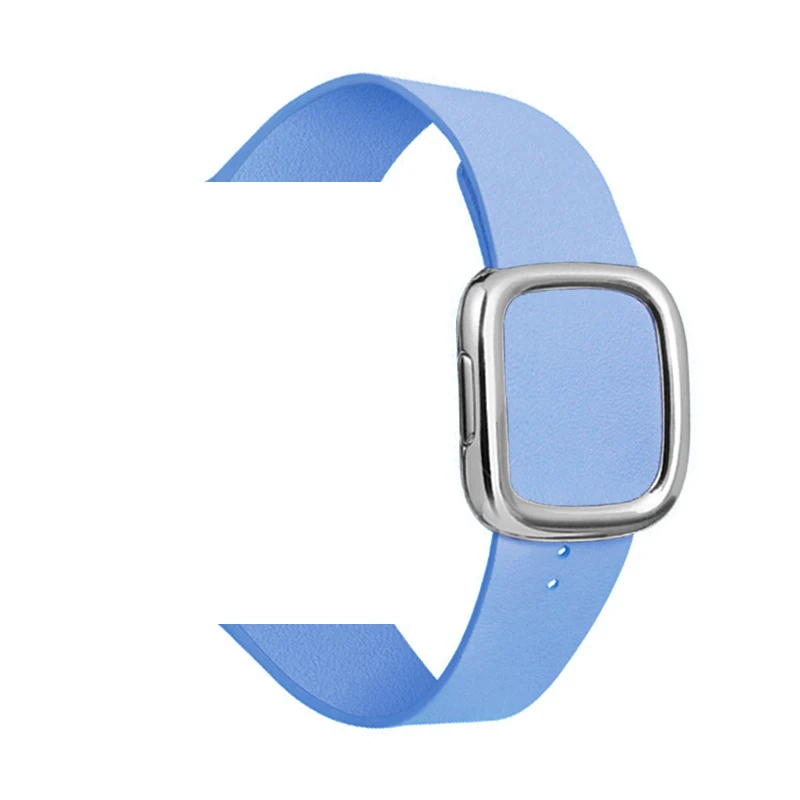 Sky blue 1 Кожаная Петля ремешок для apple watch группа 5 4 44/40 мм современный стиль браслет на запястье, аксессуары для наручных часов iWatch серии 3/2/1 42/38 мм - Цвет ремешка: Sky blue 1