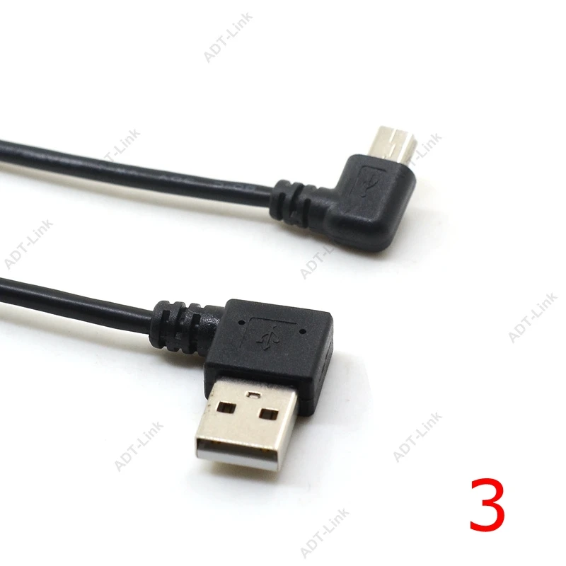 Мини-usb кабель для передачи данных 25 см правый левый угол USB 2,0 A штекер для мини-usb 5 Pin Левый Правый Угол Мужской кабель Шнур адаптер разъем