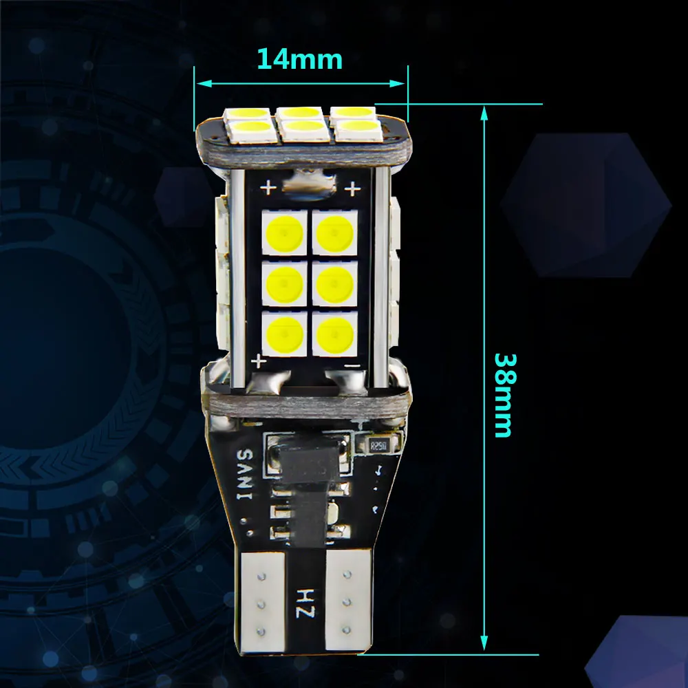 1 шт. T15 светодиодный 921 лампы заднего хода 1200LM 3030 SMD CANBUS безотказная Автомобильная