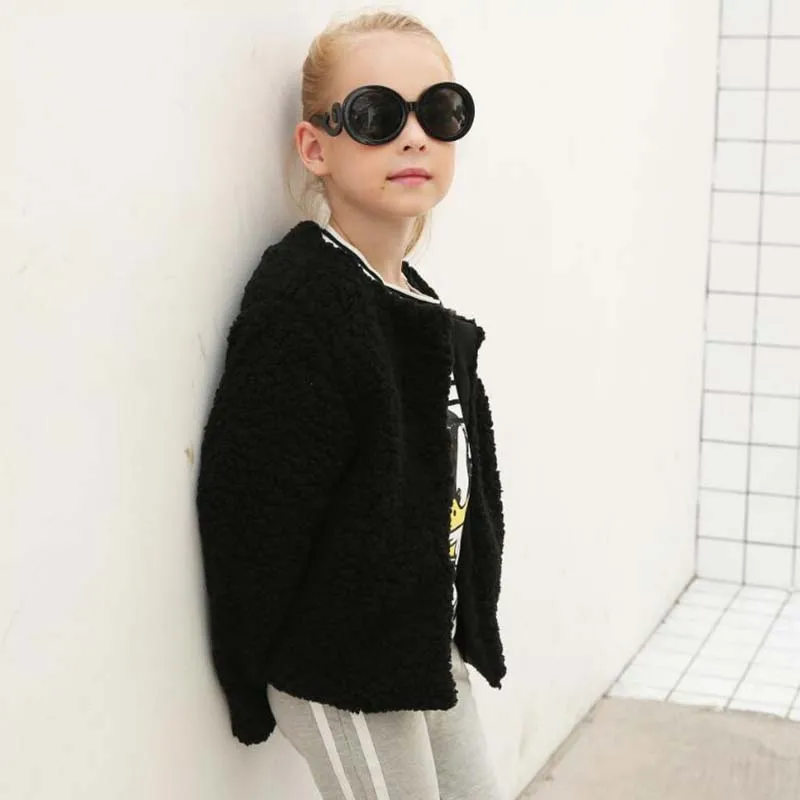 

Girls Long Sleeve Children Girls Assorted Color Imitation Artificial Fur Coat 2018 New Kids Girls Thick Warm Outwear Coat