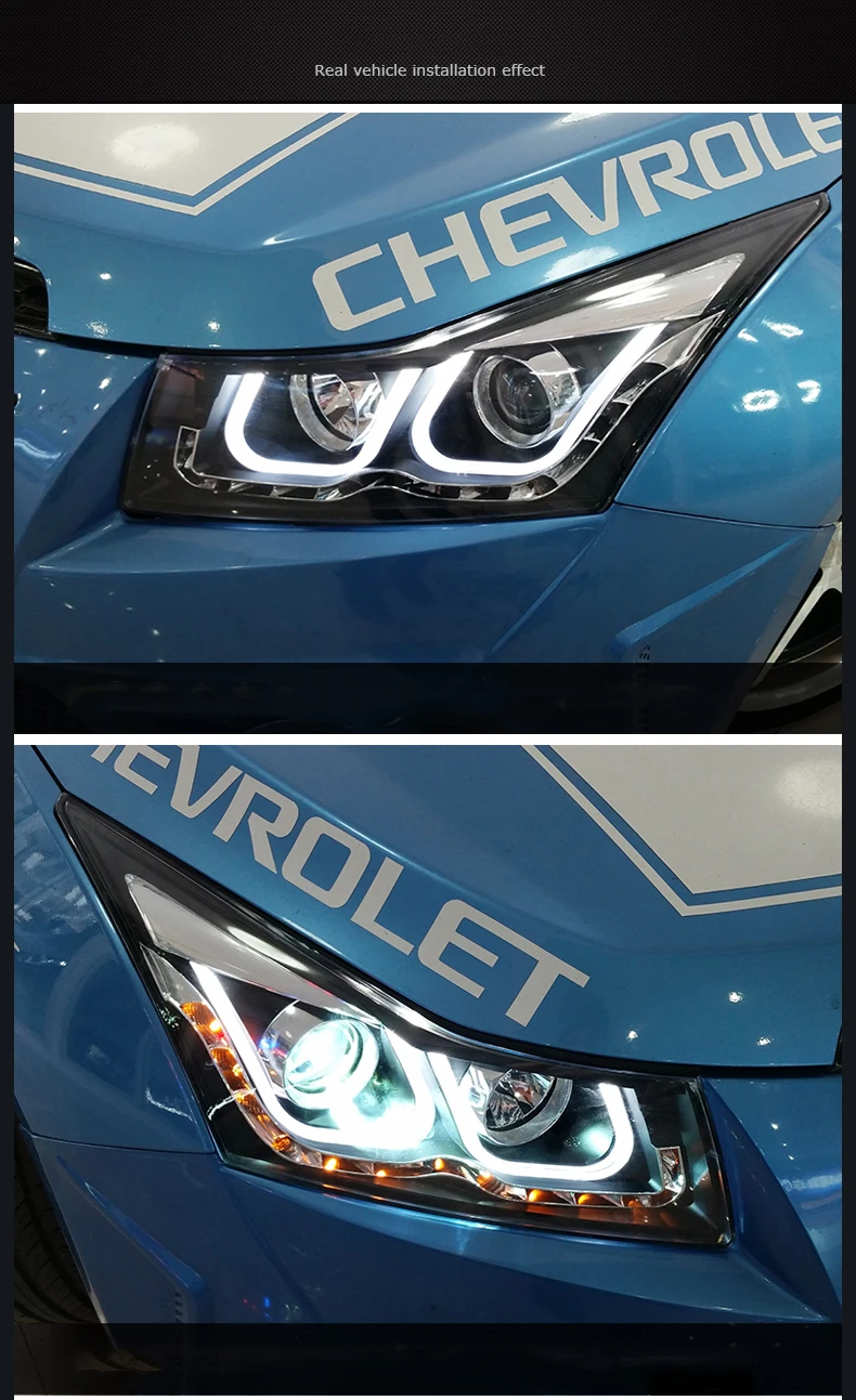 Автомобильный Стильный чехол на голову для Chevrolet Cruze 2009-2013 фары светодиодный фары DRL Объектив Двойной Луч Биксеноновые HID аксессуары
