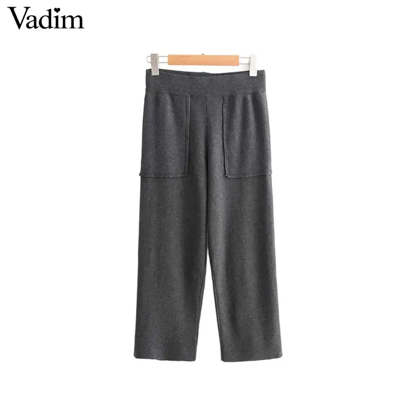 Vadim для женщин Твердые Трикотажные Широкие брюки эластичный пояс Карманы