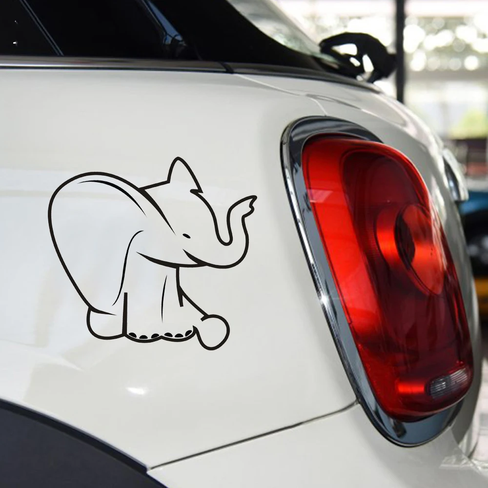 

15*14cm Cute Elephant Animals Car Stickers Vinyl Car Styling Waterproof Motorcycle Car Body Decor Decals