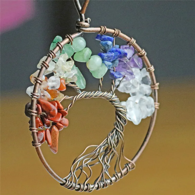 Ожерелье чакры кулон из кварца переливающийся кристалл натуральный камень