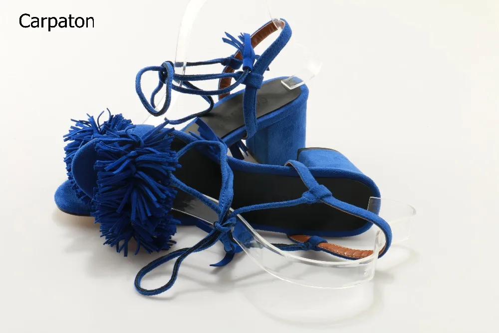 Новые 2017 Для женщин сплошной синий Ремешок на щиколотке выдалбливают открытым