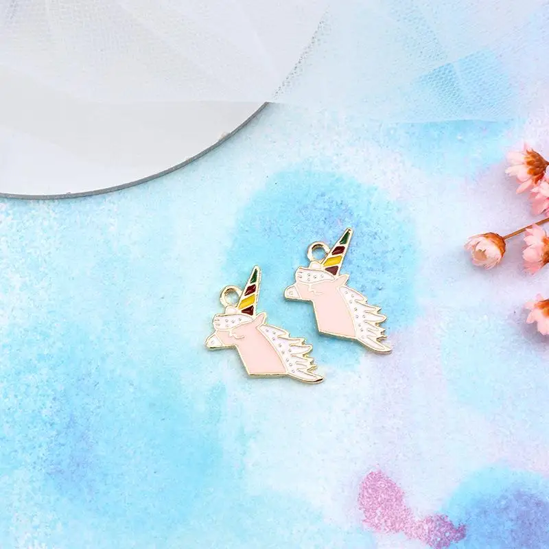 16-Colorful-unicorn Единорог амулеты Эмаль Подвеска из сплава для изготовления ювелирных изделий, ручной работы Единорог Золотой кулон подарки для девочки-так волшебно! 20 шт./лот - Окраска металла: 16-Colorful-unicorn