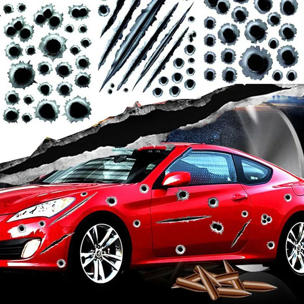 Автомобильные 3D наклейки s пули с отверстиями царапины поддельные мотоцикл