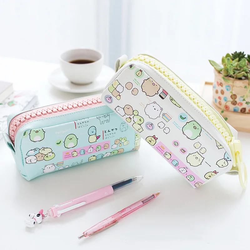Kawaii Molang большая молния искусственная кожа estuches школьный пенал для хранения
