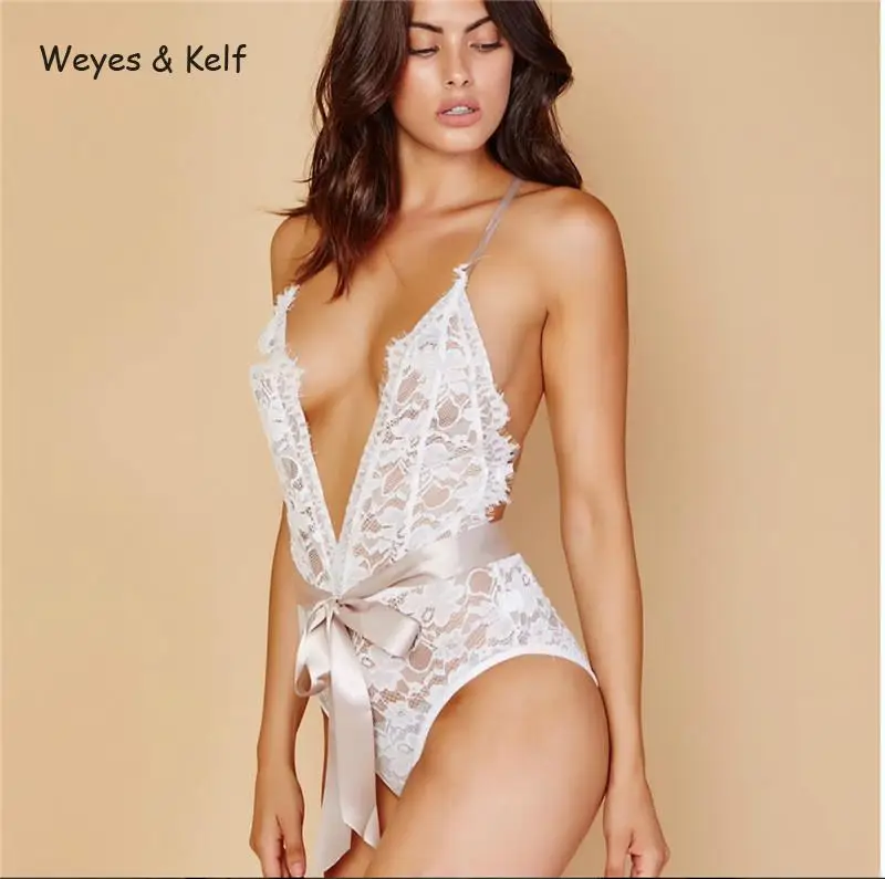 Weyes& Kelf, Сексуальное Женское боди с глубоким v-образным вырезом,, летнее Кружевное боди, Женское боди без рукавов