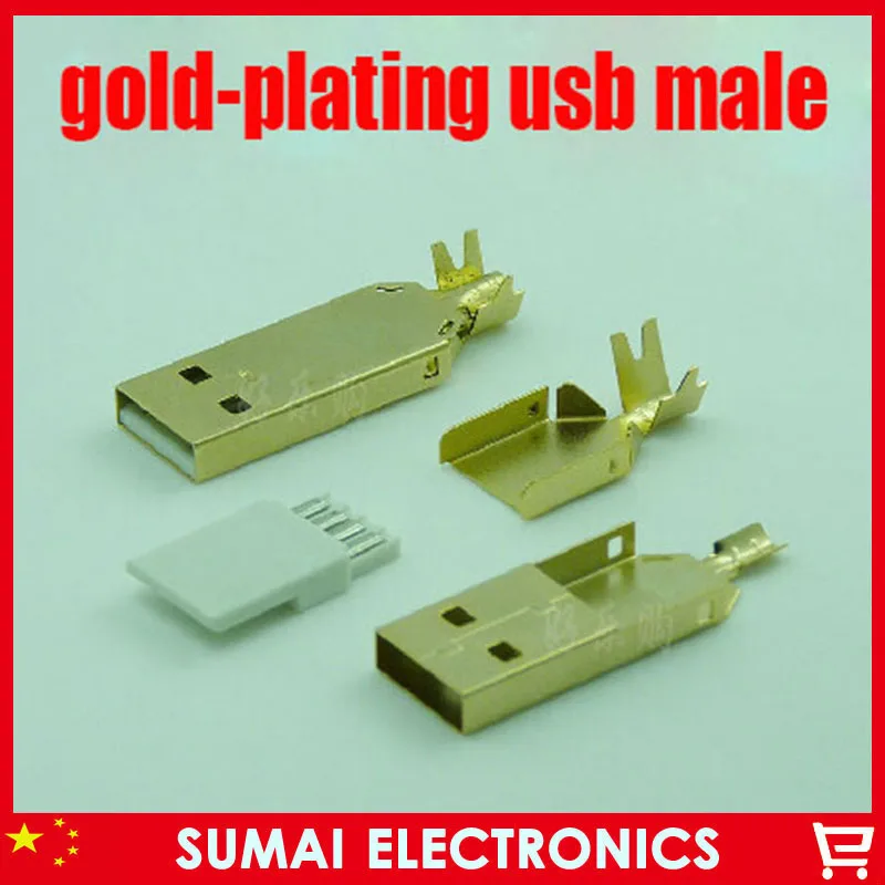10 компл./лот позолоченный сделай сам 3 в 1 Тип A 2 0 USB 4 контактный Штекерный разъем|usb