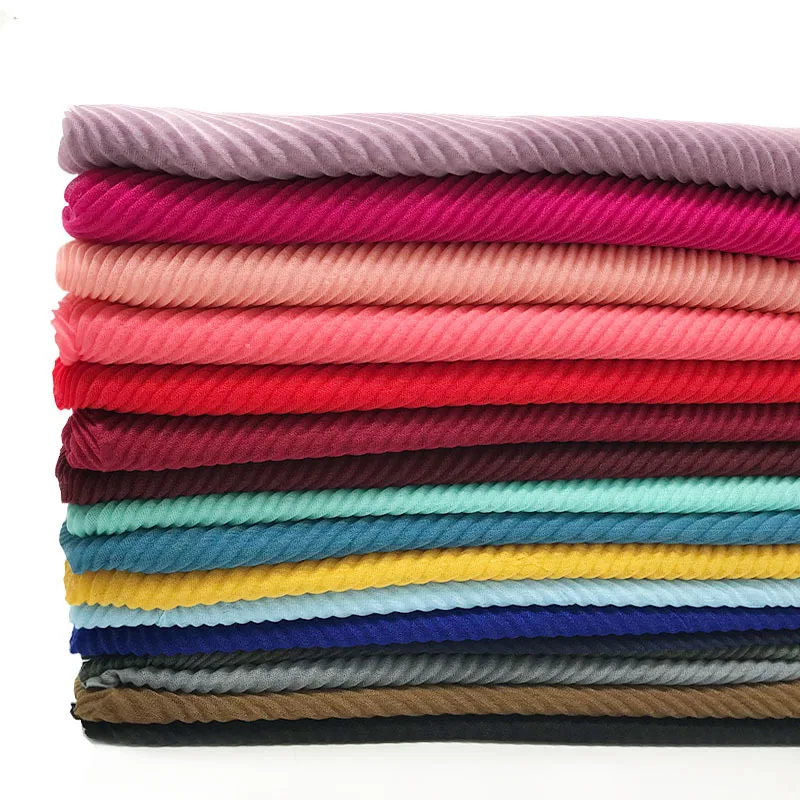 

Fashion Pleated Hijabs Elegant Long Shawl Wrap Plain Muslim Headscarf Autumn Winter Women Wrinkled Modesty Headwrap Soft Muffler