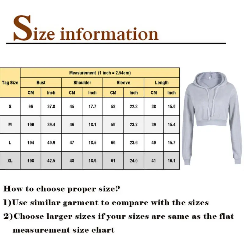 4 Colors Solid New Style Sweatshirt Women Autumn Hot Sale Crop Top Hooded Full Length Long Sleeves Hoodie Sweatshirt Size S-XL