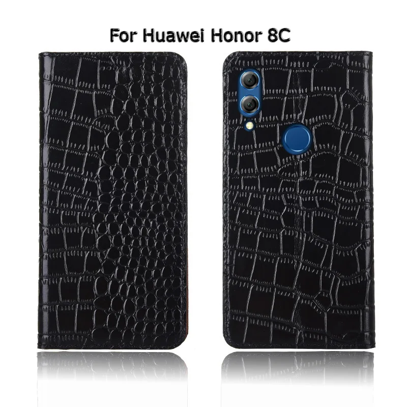 Крокодиловая текстура чехол для телефона чехол для huawei Honor 6X 7X 8X Max 8C 8A 9X Pro из натуральной воловьей кожи флип-чехол для телефона сумка