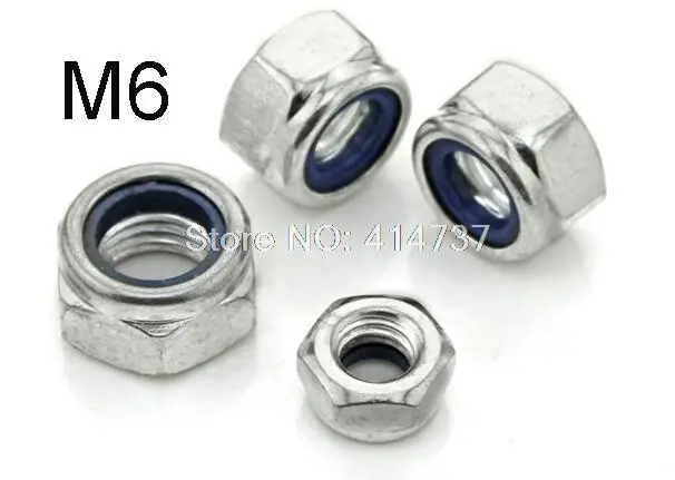 

50 шт./лот DIN985 сталь с цинковой гайкой из нейлона M6