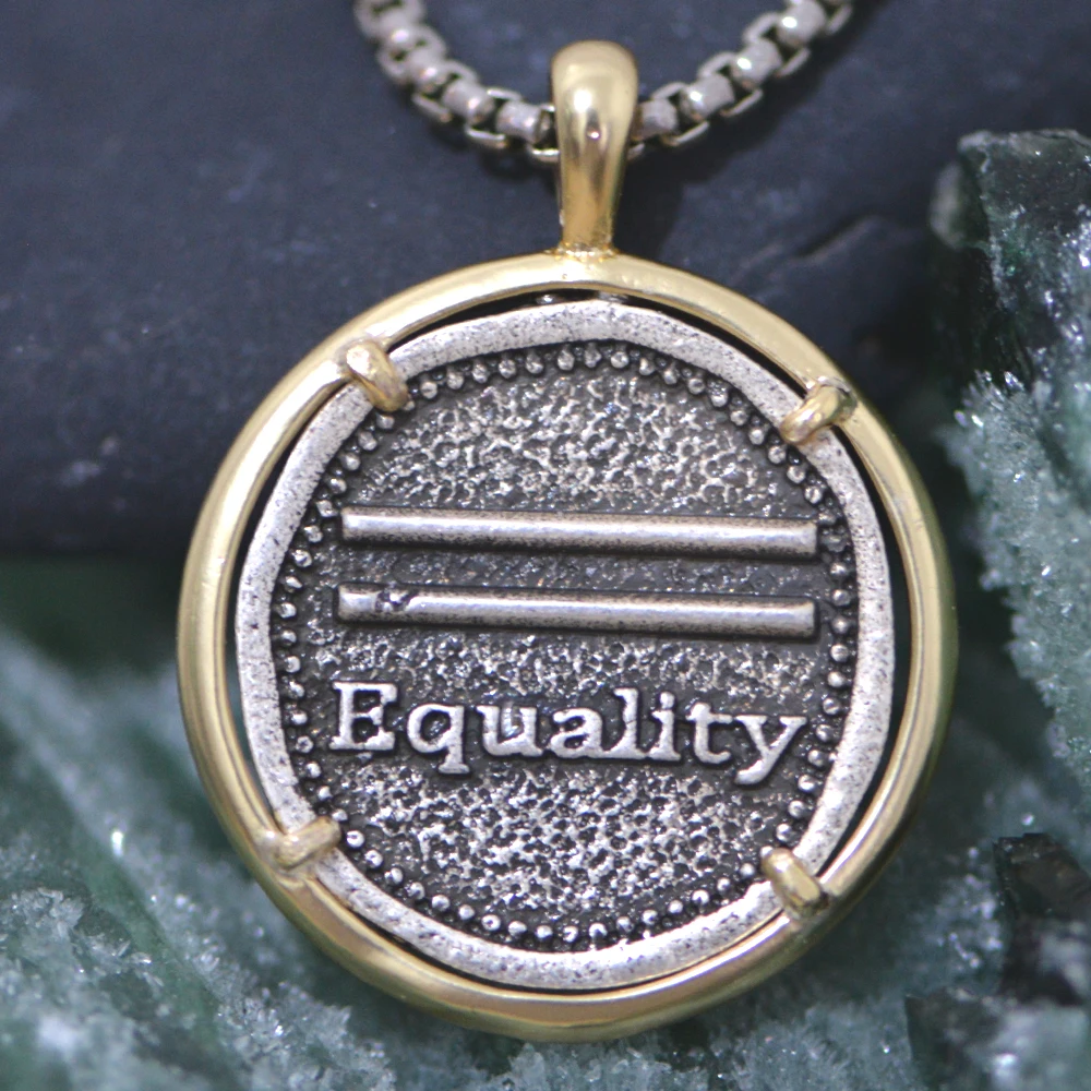 Женское Ожерелье для мужчин и женщин, женская подвеска с надписью «Right Equal», Бесстрашная подвеска с символом «Civil Union», ювелирные изделия для женщин, а282