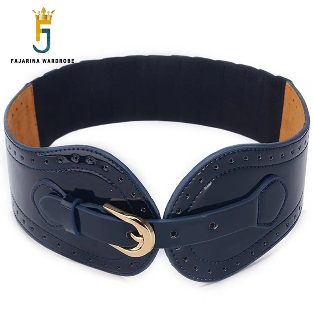 

FAJARINA All-match Casual T Show Female Cowhide Leather Pin Buckle Jacket Decorative Style Elastic Wide Girdle for Women LDFJ049