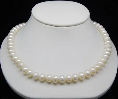 

Hot sale new Style >>>Natural 9-10mm AAA white pearl necklaces 925S Clasp