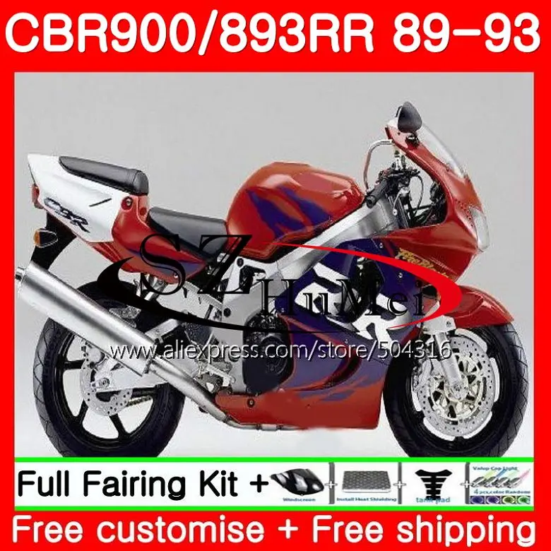 

Корпус для HONDA CBR 893RR CBR900RR CBR893RR заводской красный 89 90 91 92 93 114SH. 1 CBR900 CBR893 RR 1989 1990 1991 1992 1993 обтекатель
