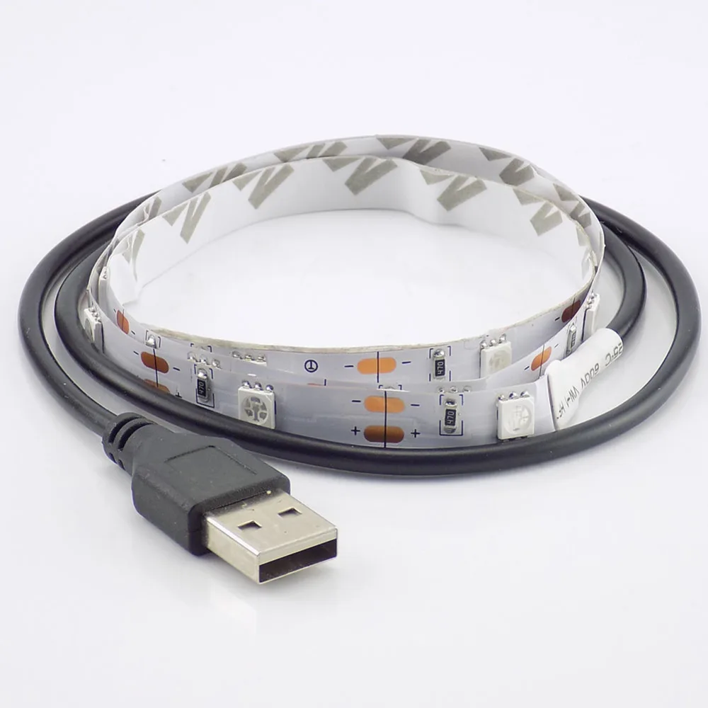 DC 5В USB светодиодный полосы света 5050 вечерние гибкий светодиодный полосы лампы ТВ фон теплое белое освещение водонепроницаемый 50 см, 1 м, 2 м, 1,5 м