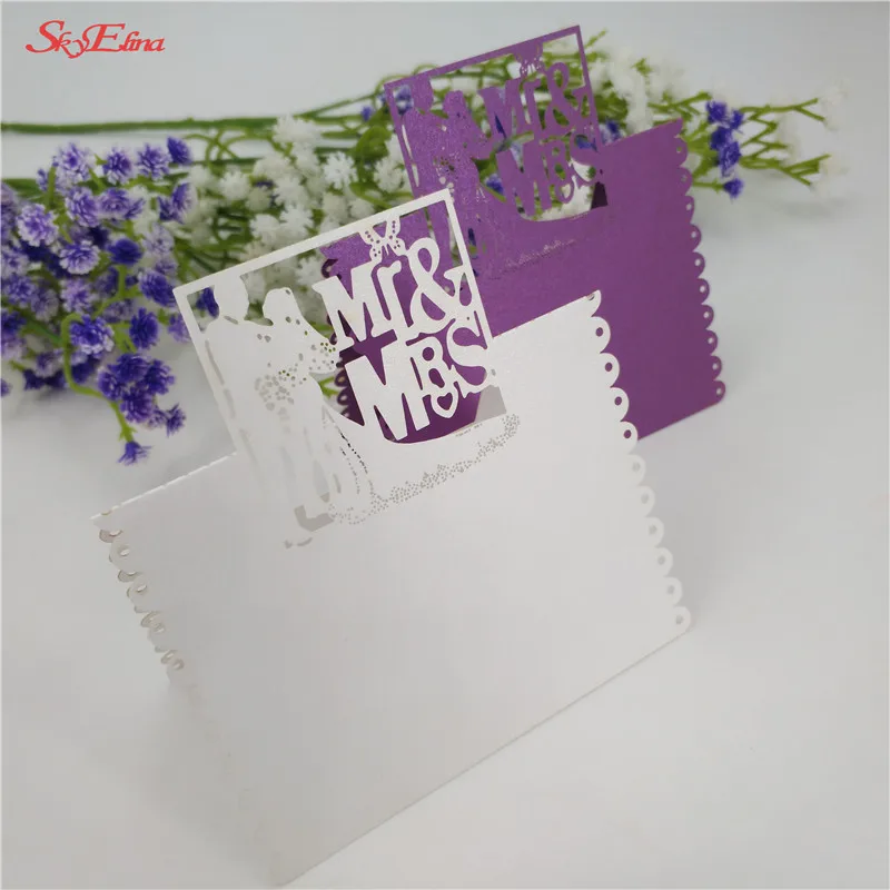 10pcs Laser Cut MR &amp MRS Place Card Table Name Wedding Party Bridal Decoration Shower Seat 7z |