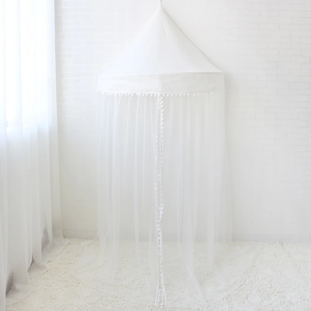 Pure White With Mesh Детская палатка, хлопковая Игровая палатка для детей, навес для кровати, занавески для детской комнаты, украшение типи, реквизит для фотографии - Цвет: Pure White With Mesh
