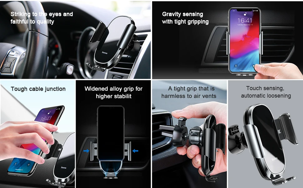 Baseus Интеллектуальный Автомобильный держатель для телефона для iPhone XS Max XR samsung с инфракрасным вентиляционным отверстием Автомобильный держатель Подставка для мобильного телефона