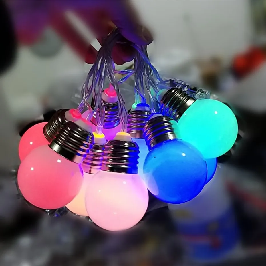 Светодиодная гирлянда с круглыми лампочками 3 м 20 G45 RGB и теплый белый свет для