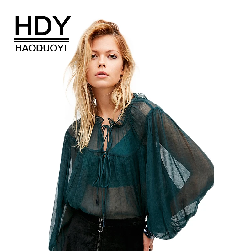 Женская рубашка HDY Haoduoyi белая Повседневная с длинным рукавом и о вырезом