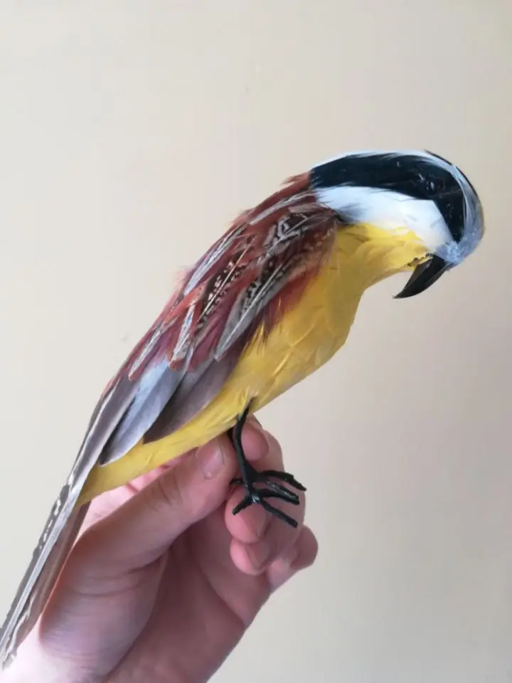 Искусственная птица из пенопласта и перьев, пасторальная ручная работа, около 23 см 0464