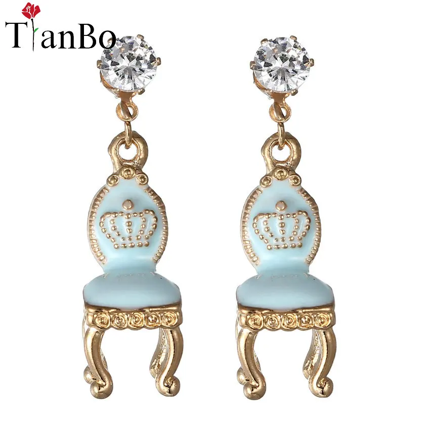 Модные серьги гвоздики TianBo новые модные и чистые свежие элегантные в виде короны