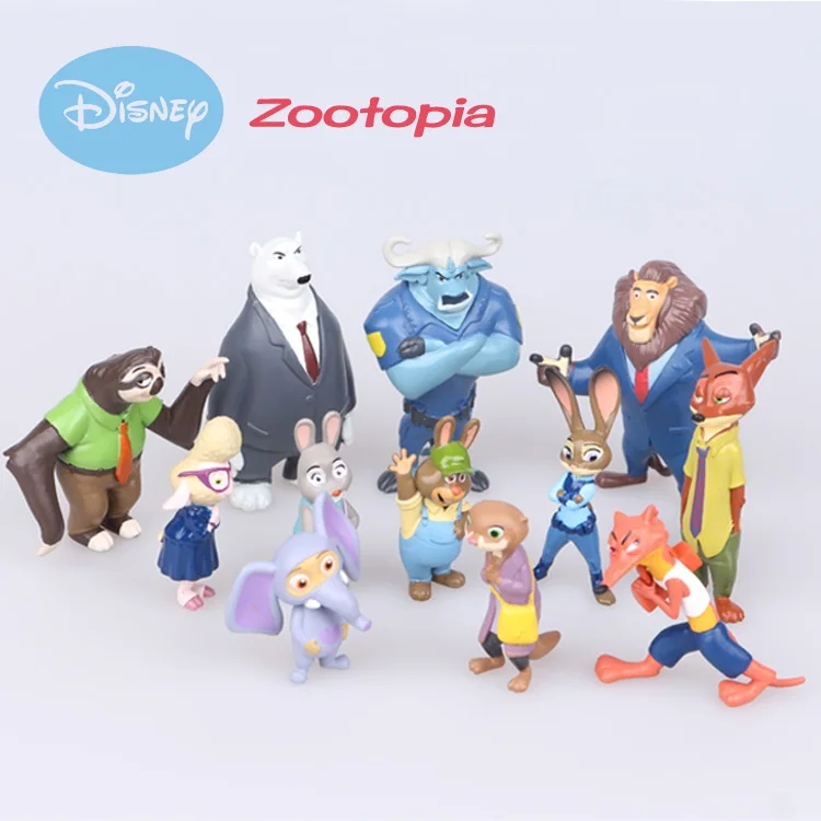 Игрушки Disney Zootopia 12 шт./компл. фигурки героев куклы игрушки из ПВХ модель кролика