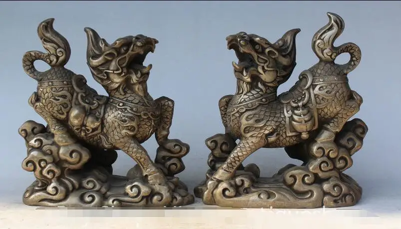 7 &quotКитайский Фэншуй Серебряный Дракон чудовище богатство Кайлин Чи Лин Qilin