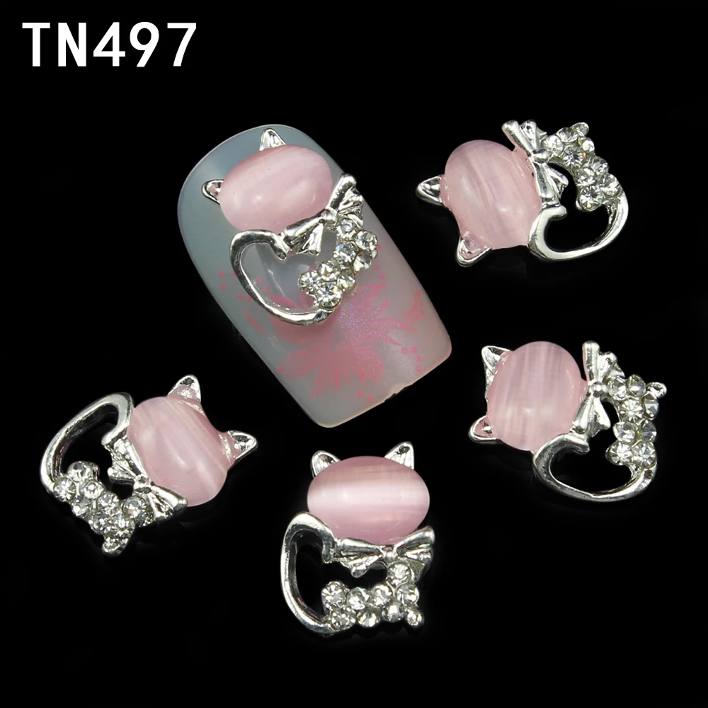 10 шт Блестящий котенок Кот Стразы 3d украшения для ногтей сплав наклейки