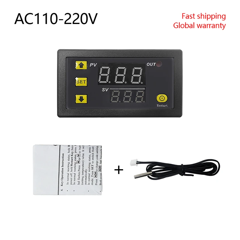 W3230 DC 12V 24V 110 V-220 V AC цифровой регулятор температуры светодиодный дисплей термостат с прибором управления обогревом/охлаждением - Цвет: W3230 AC 110V-220V