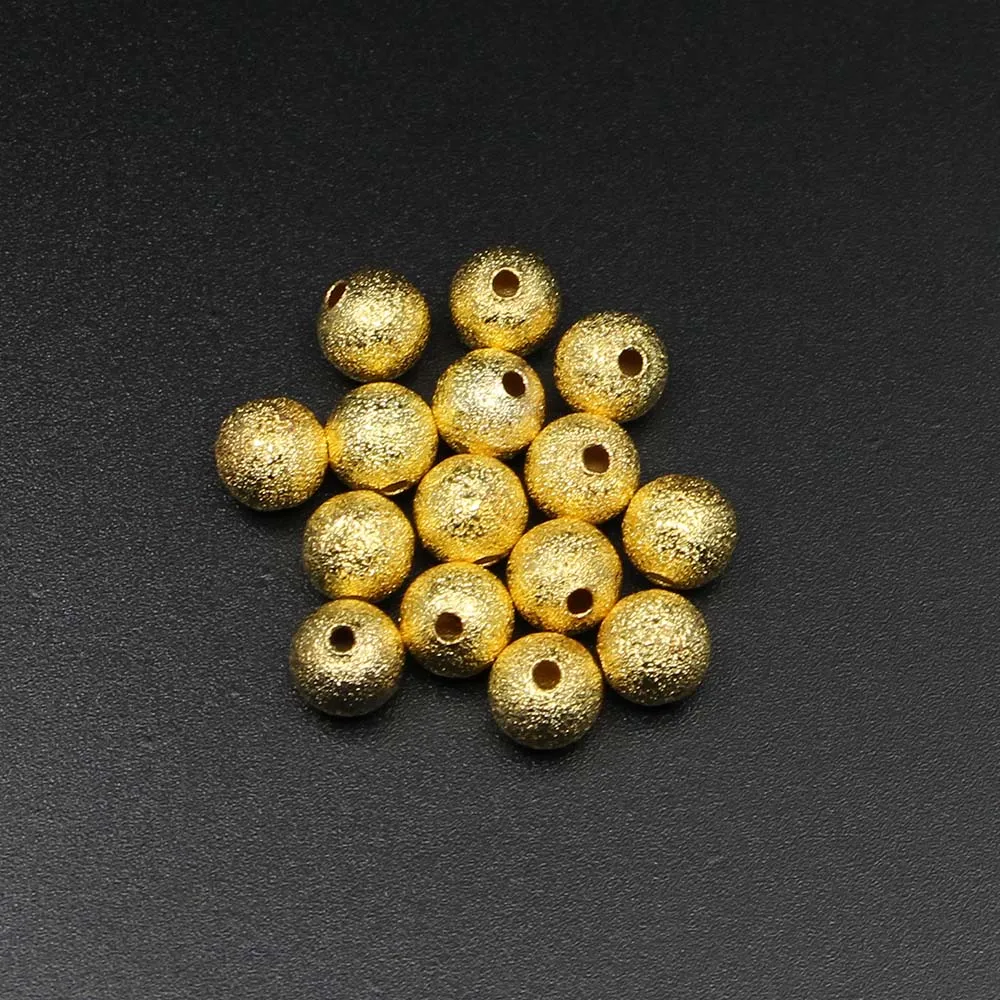 OMH Wholesale 100pcs 4 6 8 10 12mm Silver Gold Copper Spacer Frosted Ball End Seed Beads Necklace Bracelet Jewelry Making AC57 | Украшения