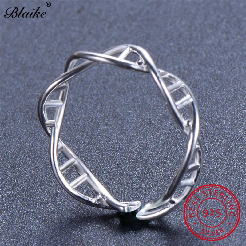 Кольцо Blaike из настоящего серебра 925 пробы с ДНК знаком женские открытые волнистые