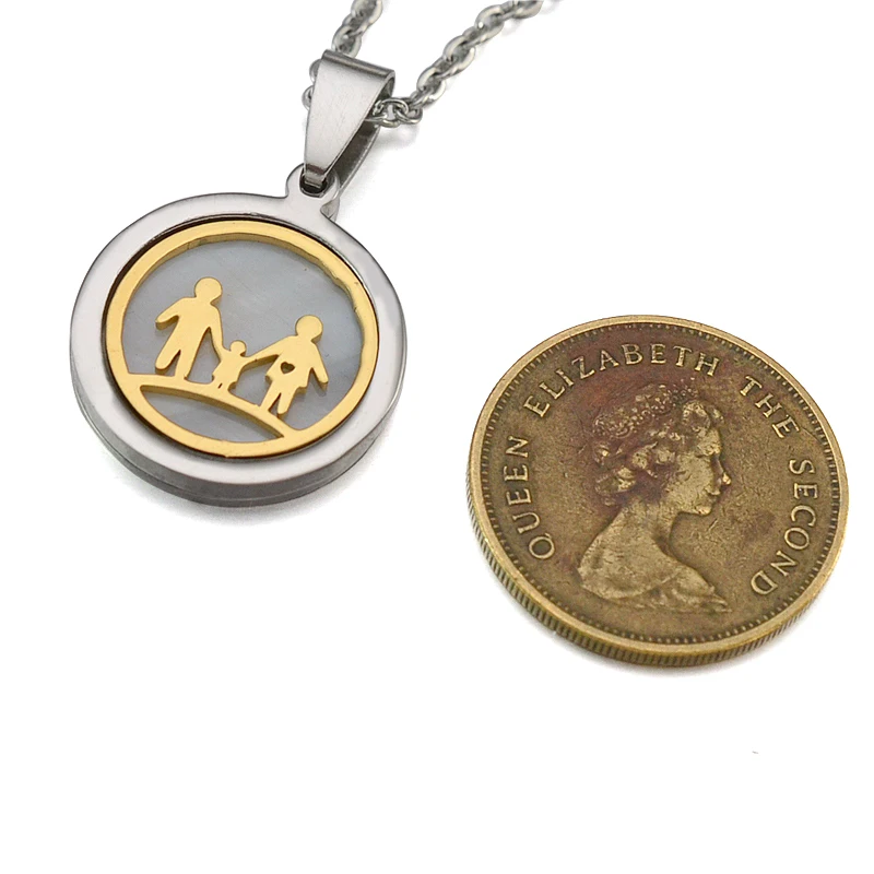 Двухцветное ожерелье из нержавеющей стали для семьи мальчика и девочки папы мамы