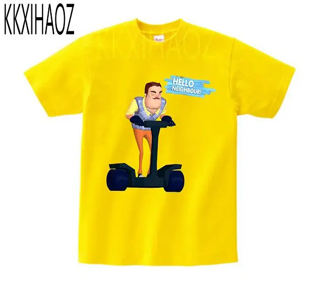yellow childreTshirt Топы для мальчиков с надписью «Hello neighor»; коллекция года; Детские футболки; детская футболка с героями мультфильмов; детская одежда; футболка для мальчиков; летний топ для девочек - Цвет: yellow childreTshirt