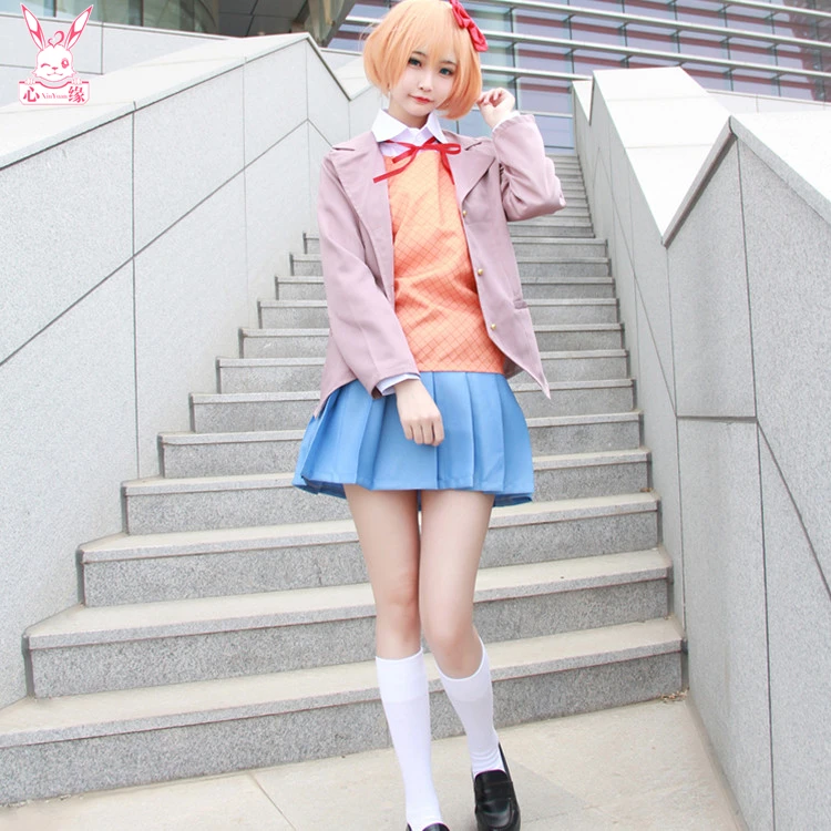 Doki, Клубная игра, аниме, косплей, Sayori cos, вечерние, для Хэллоуина, для мужчин и женщин, японская форма, косплей, костюм