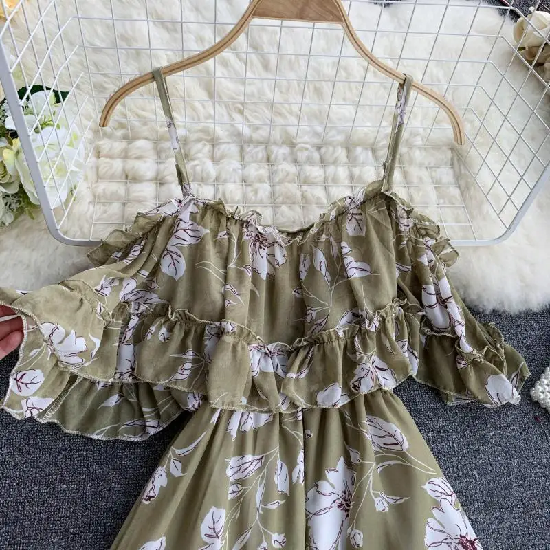 ALPHALMODA, для отдыха, шифоновое платье с принтом, с короткими рукавами, с открытыми плечами, до середины икры, женское, летнее, праздничное, повседневное, Пляжное, Vestidos