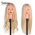 40% густые человеческие волосы, можно завивать, тренировочная голова, блонд для парикмахерской, манекен, куклы, высокотемпературная голова с человеческими волосами