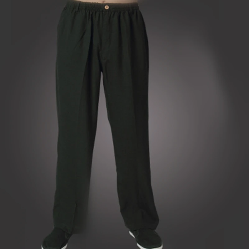 Новые мужские китайские традиционные брюки кунг фу с эластичной талией белого