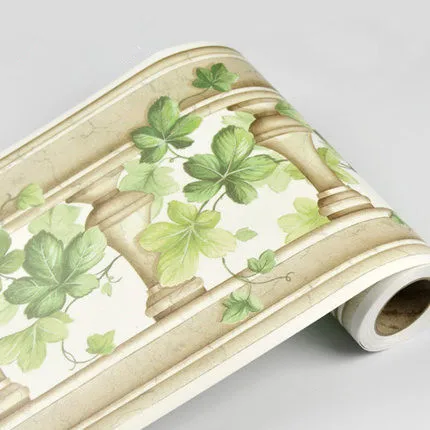 5 м * 17 см ПВХ пастырской зеленый лист лоза забор линия талии Наклейка на стену