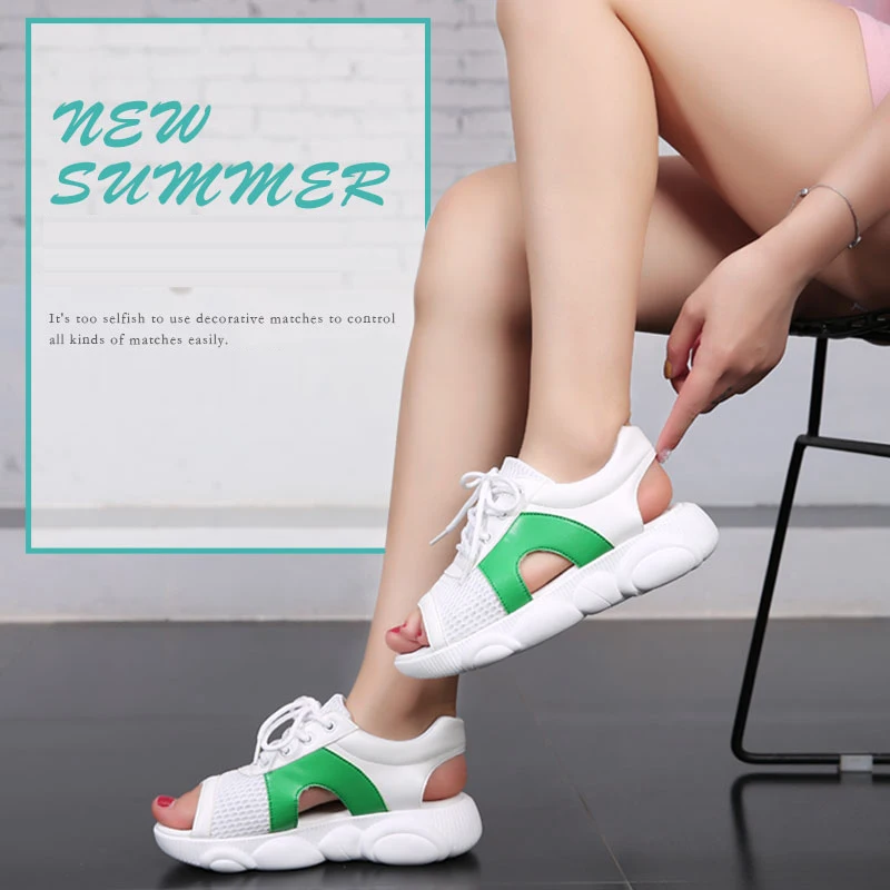 Пикантная обувь с открытым носком Для женщин спортивные сандалии на танкетке