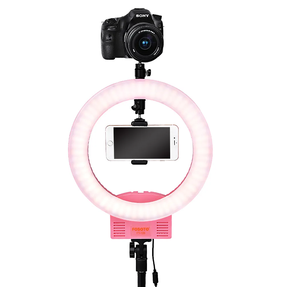 Fosoto FT-12B двухцветное фотографическое освещение 3 Горячий башмак 3200-5600K 240 светодиодов селфи кольцо лампа для телефона камеры Видео Фото макияж