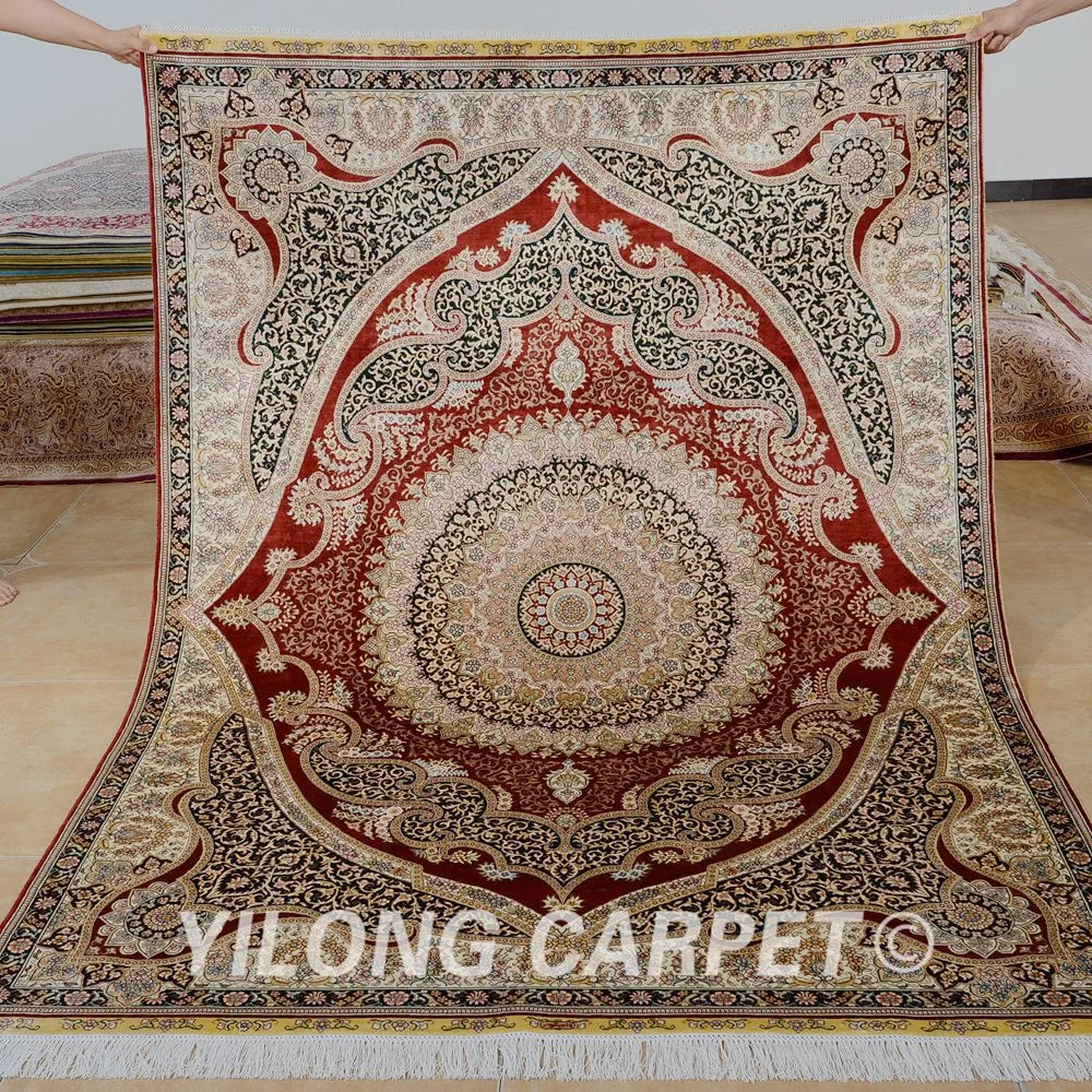 Yilong 5 'x 7' персидский шелковый ковер темно синий традиционный Восточный ручной