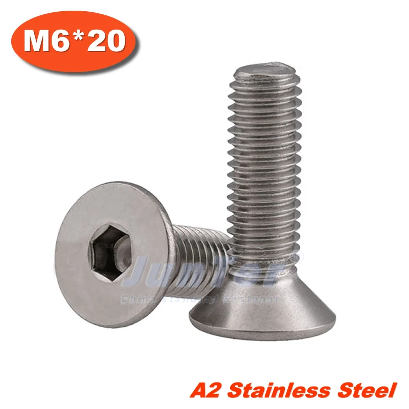 

10pcs/lot DIN7991 M6*20 Stainless Steel A2 Flat Socket Head Cap Screw