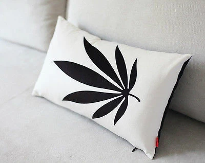 Черный белый цвет лист с принтом павлиньи перья Вельветовый чехол для подушки