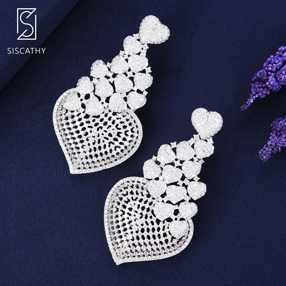 Женские серьги в форме сердца SISCATHY серьги-подвески с кубиками Сережки для